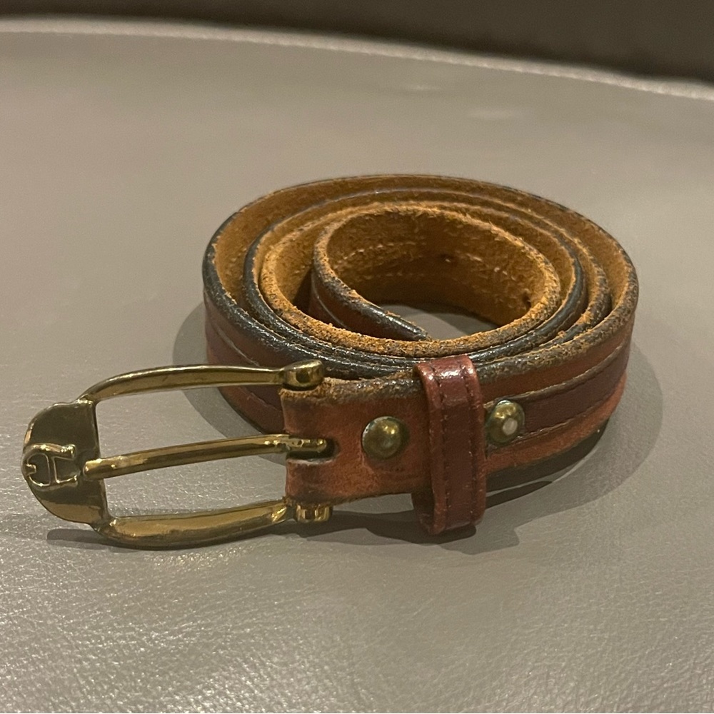 Etienne Aigner Leather Belt Size Small Distressed Brown Vintage